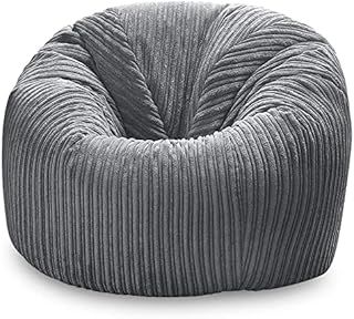 Beautiful Beanbags - Jumbo Cord Beanbag Chair, Plush Jumbo Cord Lounger, Great as Recliner (Grey)