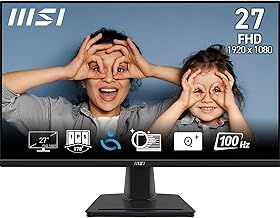 MSI PRO MP275 27 Inch Full HD Office Monitor - 1920 x 1080 IPS Panel, 100 Hz, Eye-Friendly Screen, Built-in Speakers, Tilt-Adjustable - HDMI 1.4b, D-Sub (VGA)