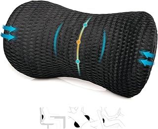 AgoKud Lumbar Pillow, Lumbar Support Pillow for Office Chair and Car Seat, Memory Foam Back Support Pillow for Lower Back, Adjustable Back Pillow for Traveling, Resting, Sleeping（Black）