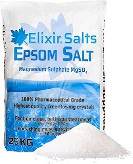 Elixir Gardens Epsom Salt (Pharmaceutical Grade) | Various Qty Available (from 300g - 25kg) | Supplied in Bag (25kg)