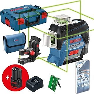 Bosch Professional 12V System Laser Level GLL 3-80 CG (Without Battery and Charger, Green Laser, Interior, w/app Function, Mount, Working Range: 30m, in L-BOXX)