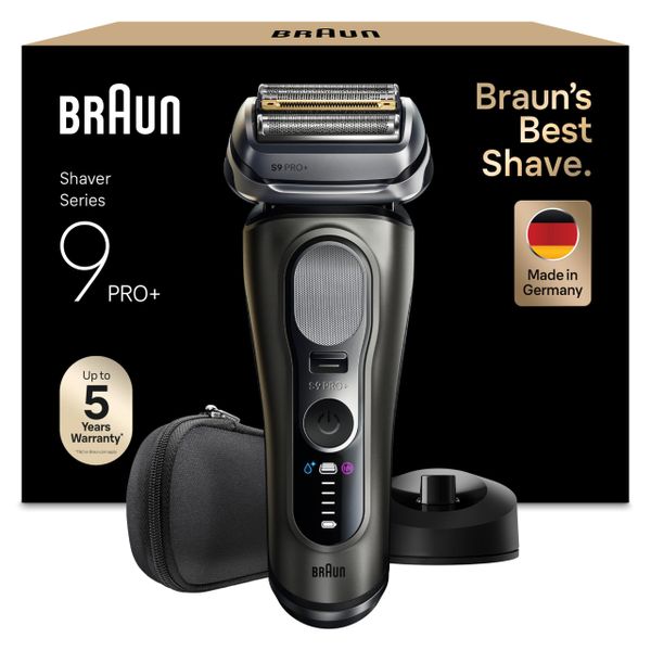 Braun Series 9 PRO+ Electric Shaver, 5+1 Ultra Thin Precision Blades, Pro SensoAdapt, Up to 60 min, Charging Stand, Wet & Dry Razor for Men, 9615S, Graphite