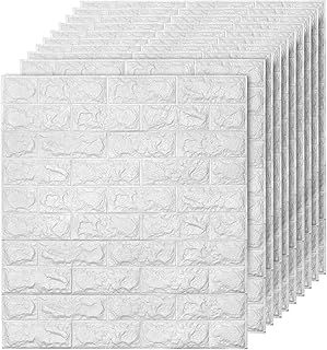 Self Adhesive Wall Tiles 10PCS 3D Wall Panels 70×77cm 3mm Brick Wallpaper Wall Panels Foam DIY Waterproof PE Foam Panel Thicken Wall Stickers for Kitchen Kids Room Living Room Bedroom