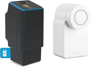 EKEY UNO 200284 Standard Doors Rechargeable Fingerprint Scanner Black, Wireless Including Nuki Smart Lock 3.0 White