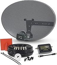 SSL Satellites Zone1 Dish Kit for SKY/Freesat/Astra/Polesat/Hotbird/Full HD, Latest MK4 Dish with Quad LNB, 10M Twin Black Cable, Signal Finder Satellite TV Finder, Brackets, Bolts, F Connectors