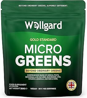 Wellgard Micro Greens 300 Grams – Greens Powder, 57 Ingredients, 84 Scientifically Proven Health Benefits, Super Greens Powder