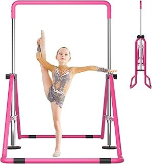 Gymnastics Bar, Kids Folding Horizontal Bar, Gymnastic Training Equipment Adjustable Height for Home Gym Indoor Garden Outdoor