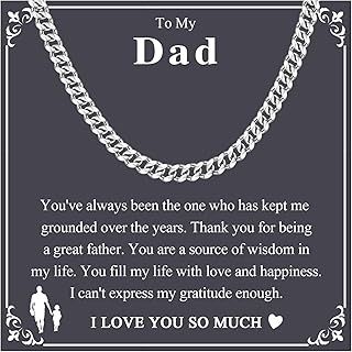 Cuban Chain Gifts for Dad Stepdad Grandad Husband Boyfriend, Mens Gifts Cuban Chain Necklace for Son Brother, Jewellery Presents for Birthday Christmas Valentines Day Graduation