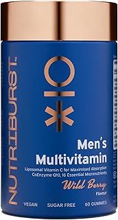 Nutriburst Men’s Multivitamin - Immune System & Mental Performance - Contains 16 Micronutrients; B2, B3, B5, B6, B12, A, C, D - Vegan Sugar Free Supplement - 60 Berry Gummies - 1 Month Supply