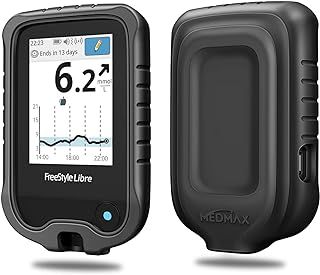 MEDMAX Silicone Case for Freestyle Libre 3 2 / Libre Reader, Lightweight Shockproof Anti Slip Protective Cover Soft Gel Skin with Raised Bezel for Freestyle Libre 3 2 & Libre, (Black)