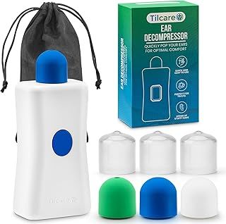 Ear Pressure Relief Device by Tilcare - Equalizing Ear Popping for Flying, Swimming, Diving, Cold and Allergy Discomfort - Comes with Portable Protective Pouch and 3 Tips