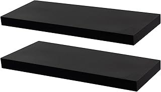 Harbour Housewares Modern Floating Wall Shelves - 60cm - Black - Pack of 2 - Photo Gallery Bookshelf Wall Shelf for Living Room Display, Bedroom, Office Storage
