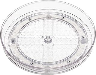 Amazon Basics Clear Lazy Susan Turntable Organiser, 22.9 cm, 2-Pack