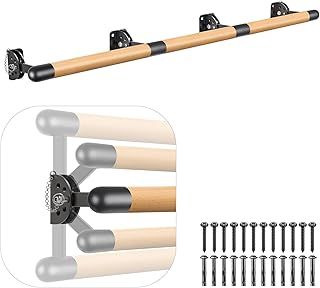 Kipika Wall Mounted Traditional Solid Wood Ballet Barre System, Stretch/Dance Bar for Home Workout Dance Equipment, Durable Metal Support