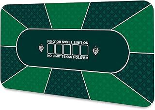 LaiEr Poker Mat 10 Players Texas Hold'em Poker Rubber Mat Poker Topper for Tables Folding Portable Poker Table Top Layoutw for Poker Games Blackjack Casino(160 * 80 * 0.2cm,Green)