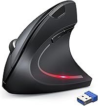 TechRise Ergonomic Mouse, 4800 DPI Wireless Vertical Mouse, 2.4G Optical Computer Mouse with 5 Adjustable DPI, Silent Mouse with 6 Ergo Buttons for PC/Laptop/Mac, Black