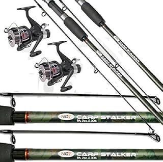 2x Carp Fishing Stalker Rods & Reels Set Up With Tackle set Ideal For Stalking Made By NGT