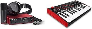 Focusrite Scarlett 2i2 Studio 4th Gen USB Audio Interface Bundle for the Songwriter & AKAI Professional MPK Mini MK3 – 25 Key USB MIDI Keyboard Controller with 8 Backlit Drum Pads