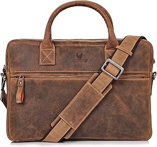 DONBOLSO Laptop Bag Marseille Leather I Handcrafted Messenger Bag up to 14 Inch I Notebook Briefcase for Office, Travel I Shoulder Handbag for Men and Women I