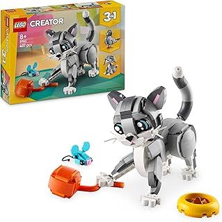 LEGO Creator 3in1 Playful Cat Toy - Transforms into a Pigeon or Pet Dog Figure - Animals Building Set for Kids, 8+ Year Old Girls & Boys - Creative Birthday Gift Idea - 31163