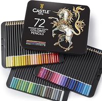 Castle Art Supplies 72 Colouring Pencils Set | Premium Soft Core Coloured Pencils for Adult Artists, Professionals and Colourists | Protected and Organised in Presentation Tin Box