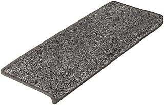 Lyon Carpeted Stair Tread Pads, Set of 15 Pieces, Self Adhesive Carpet Stair Mats, Anti Slip Staircase Runner Pad Rugs (Grey, Rectangular - 23 x 65 cm)