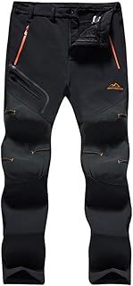 TACVASEN Men's Outdoor Winter Trousers Fleece Softshell Trousers Water-Resistant Hiking Trousers with Zip Pockets