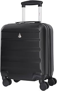 Aerolite 45x36x20cm Easyjet Maximum Size 8 Wheel ABS Hard Shell Carry On Hand Cabin Luggage Underseat Flight Travel Bag Spinner Suitcase 45x36x20 with TSA Lock (Black)