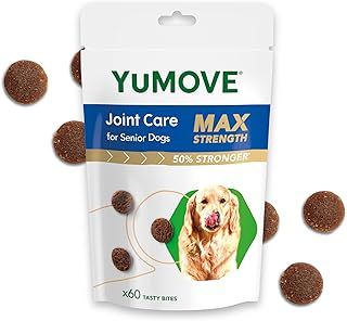 YuMOVE Max Strength Joint Supplement for Senior Dogs, Essential Dog Hip and Joint Support for Senior Dogs with Glucosamine, Chondroitin, Green Lipped Mussel, Aged 8+, 60 Chews