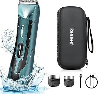 Body Hair Trimmer Men, Body Groomer for Private Parts & Pubic Hair Electirc Razor for Men, Wet and Dry Body shavers with LED Body Trimmer Men Rechargeable Balls Trimmer (Green)