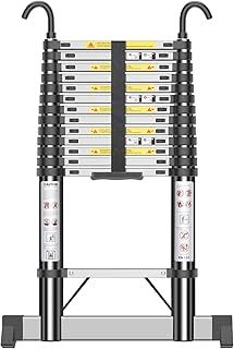 HUIYOPU Telescopic Ladder 2.6m, Retractable Stainless Steel Ladder, Step 30cm, Load Capacity 150kg, Suitable for Home Maintenance, Access to The Attic, Construction, etc.