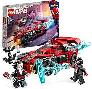 LEGO 76244 Marvel Miles Morales vs. Morbius, Spider-Man Building Toy for Boys and Girls with Race Car and Minifigures, Adventures in the Spiderverse Set