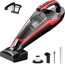 Pet Hair Handheld Vacuum, Car Vacuum Cleaner Cordless Rechargeable, Hand Vacuum with Reusable Filter and Motorized Brush for Carpet, Couch & Stairs, Red, 17.0" X 5.0" X 6.6"
