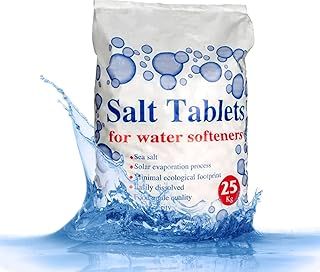 High Purity Sea Salt Water Softener Salt Tablets 25kg (1 Bag), Softens Water, Extends Appliance Life, Improves Lathering, Skin & Hair Care - Easily Dissolved Salt Tablets for Water Softener