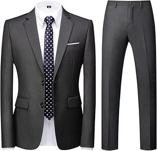 KUDORO Men Suits 2 Piece Slim Fit Single Breasted Two Button Wedding Tuxedo Suit Blazer Trousers Set