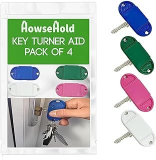 Key Turner for Arthritis Pack of 4 Easier to Grip and Turn Keys Aid for Arthritis MS Parkinsons and for Weak or Elderly Hands (4 Colours)