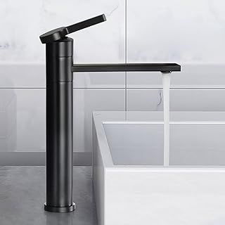 Black Bathroom Taps 360° Swivel Spout Countertop Basin Tall Faucet Washroom Sink High Rise Single Lever Mixer tap,1M3OK-T