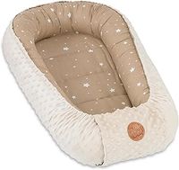 Baby Nest - Baby Nest for Newborns Minky Baby Nest for Crib Versatile Portable Nest Cuddle Nest Accessory for Crib Warm Winter Cocoon Beige with White Stars