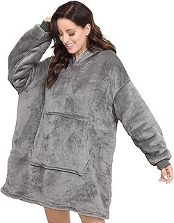 Sendowtek Hoodie Blanket for Women, Oversized Wearable Blanket Loose Style Soft Warm with Giant Pocket Plush Fleece Cosy Pajama Jumper oodie Blanket Fit for Adults Women Men Teens