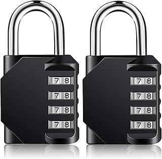 Combination Padlock Heavy Duty Lock - BeskooHome Waterproof 4-Digit Combination Lock for School, Gym, Outdoor Shed Locker - 2 Pack
