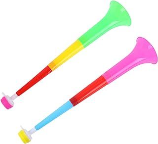 Hileyu Plastic Vuvuzela Trumpets 2pcs Horn Noise Maker Adjustable Plastic Trumpets Football Stadium Cheer Fan Horns Trumpet Accessories for Football and Sports Parties Random Color