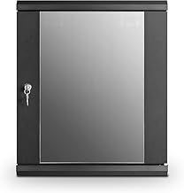 Server Rack Data Cabinet Deep Wall Mounted - 12U 450mm 19" Black Storage Rack for Home, Office, Server Room with Glass Door, Removable Side Panels, Front-Rear Lockable (Flat-packed)