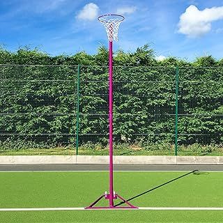 Freestanding Netball Hoop And Post [School Standard] Galvanised Steel - Premium Netball Stand | Net, Hoop & Post | Available In Pink Or Blue [Single/Pair]