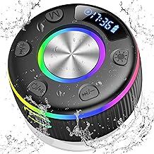 Bluetooth Shower Speaker, Portable Bluetooth Speaker Wireless with Time Display, 2025 IPX7 Waterproof Speaker with RGB Lights, Stereo Bass, Radio, Mini Speaker for Bathroom, Party, Travel, Outdoor