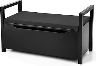 CASART Shoe Bench, Flip-Up 2-In-1 Shoe Cabinet Storage Organiser with Padded Cushion & Side Handles, Home Office Multifunctional Entryway Storage Benches for Shoes Clothes Toys Dolls (Grey)