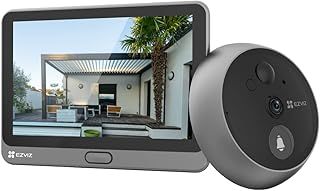 EZVIZ Peephole Camera (Door View Cam) with Touch Screen Monitor, 14–50mm Peephole, 35–105mm Door Thickness, Wireless Video Doorbell Security Camera WiFi, 1080P, 90-Day Battery, Human Detection (CP4)