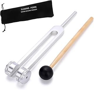 Bysameyee Tuning Fork 128 Hz, C-128 Frequency Aluminum Alloy Medical Non-Magnetic Tuning Fork for Healing with Taylor Percussion Hammer Mallet