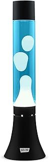 Blob Lamps® Liquid Motion Lamp Modern White Wax Blue Liquid Matt Black Base & Cap 14.5" Mood Lamp Light