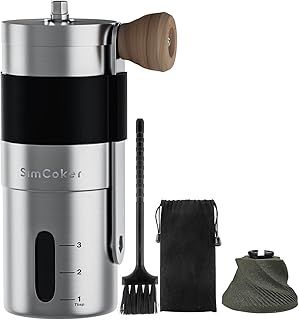 Manual Coffee Grinder,Ceramic Burr,Mini Hand Coffee Bean Mill,Adjustable Grind Setting,Portable Size,304 Stainless Steel