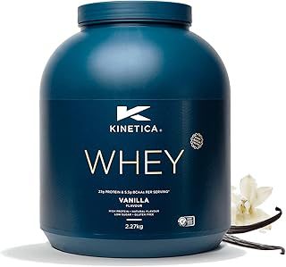 Kinetica Sports Whey Protein Powder - Vanilla Flavour | 23g Protein/Serve, 76 Servings/2.27Kg Pack |Gluten Free Supplement | Optimum for Muscle Growth & Recovery | Mixes Well with Water, Milk & Shakes